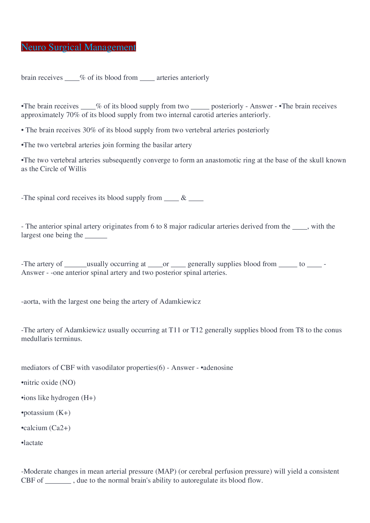 Preview image for Neuro Surgical Management Questions And Answers 2022/2023
